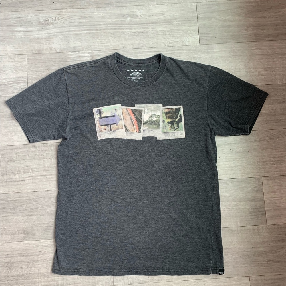 Vans Dark Gray Graphic Surf Tee Men’s Large T-Shirt Off The Wall Custom Fit